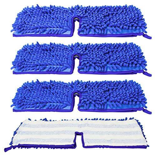 XIMOON Paquete de 4 recambios de fregona de microfibra lavables a máquina, reemplazos duraderos para uso en seco/húmedo, limpieza de doble cara para todas las superficies