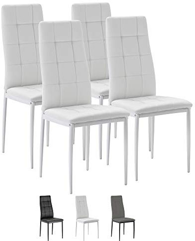 VS Venta-stock Chelsea 4a. Set Weißer Esszimmerstuhl, SGS-Zertifiziert, 42 cm (Breite) x 51 cm (Tiefe) x 97 cm (Höhe)