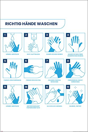 empireposter Hinweisposter - Poster - Richtig Händewaschen Infografik
