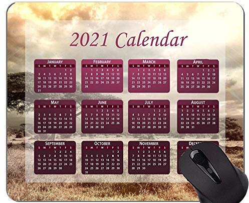Yanteng Kalender 2021, Savannah National Park, Afrika Mauspad mit genähten Kanten
