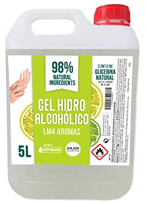 ENJOY COSMETICS - Gel Hidroalcohólico Aroma a Cítrico 5L | 70% Alcohol | Con Glicerina Natural | Para el Cuidado de la Piel | 98% Ingredientes Naturales | Ideal para Casa y Comercios