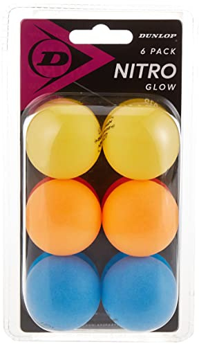 Dunlop Sports Nitro Glow 6 Tischtennisbälle gelb, orange und blau, 6er Pack Bälle, Bunte TT Bälle für Anfänger und Hobby Spieler, Einheitsgröße