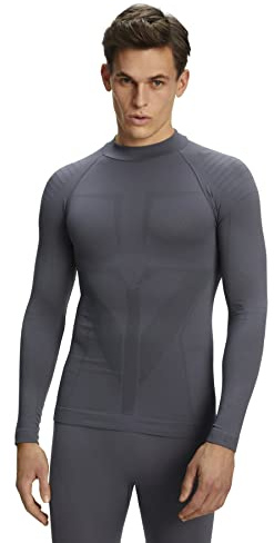 FALKE Herren Baselayer-Shirt Warm Turtleneck M L/S SH Funktionsmaterial schnelltrocknend 1 Stück, Schwarz (Concrete 3717), XXL