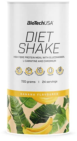 BioTechUSA Diet Shake | hyperprotéiné, pauvre en graisse | avec super-aliments, chrome, glucomannane, L-carnitine | faible taux de sucre, sans huile de palme, 0,72 kg, banane_