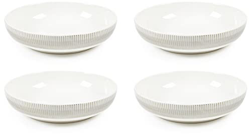 Sabichi Silver Stripe Set of 4 Porcelain Pasta Bowls