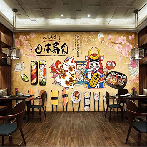 SHINERING Japanische Sushi Retro Industrial Style Tapete 3D Izakaya Sushi Bar Restaurant Hintergrund Wandbild Tapete Papel De Parede 3D 430cm(L)×300cm(H)