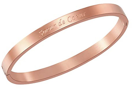 AFSTALR Bracelets Fin en Acier Inoxydable Message Bracelet pour Femme d’Inspiration d'amitié en Or Rose Bracelet Jonc pour Meilleur Ami…
