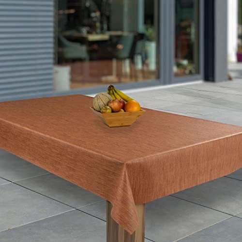 laro Wachstuch-Tischdecke Abwaschbar Garten-Tischdecke Wachstischdecke PVC Plastik-Tischdecken Eckig Meterware Wasserabweisend Abwischbar GAE, Muster:Orange Lachs Leinenoptik, Größe:110x140