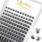 QUEWEL Individual Eyelashes 144 Pcs DIY Cluster Lashes Wide Stem Clusters Lash C Curl MIX8-16mm Eyelashes Volume False Lashes Soft & Light For Home Use(Mega-C-MIX8-16)
