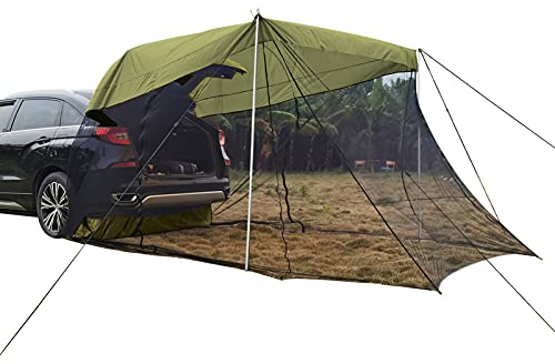 Aublinto Auto Camping Zelt,Wohnwagen Markise Sonnensegel Auto Kofferraum Zelt Schuppen Auto Campingzelt Heckzelt mit Anti Moskito Mesh für Auto SUV Camping Outdoor