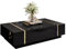 lukmebel Couchtisch Schwarz mit Gold Onyx -104x65x36 cm Couchtisch mit Stauraum - Push to Open - Wohnzimmertisch - Beistelltisch Couch - Sofatisch - Sofa Tisch - Stubentisch