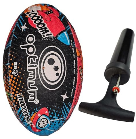 Optimum Emoji-Rugby-Ball – ausgewogen und reaktionsschnell für präzises Handling und Treten von Rugby-Bällen – perfekt für Training und Gameplay – 2-lagiger 410 g Ball – Kuh – Größe 3