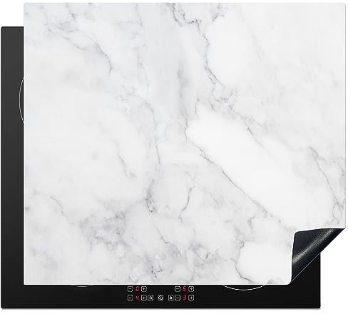 MuchoWow Herdabdeckplatte Ceranfeld Spritzschutz Küche Marmor - Weiß - Grau - Luxus - Marmoroptik - Stein 59x52 cm Induktionsherd Abdeckung Induktionskochfeld Ceranfeldabdeckung