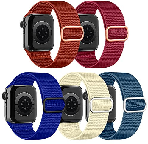chinbersky 5 Pezzi Cinturino Compatibile con Cinturino Apple Watch 49mm 45mm 44mm 42mm Uomo Donna,Regolabile Nylon Elastico Tessuto Sport Cinturino Ricambio Per iWatch Series Ultra/8/7/6/5/4/3/2/1/SE