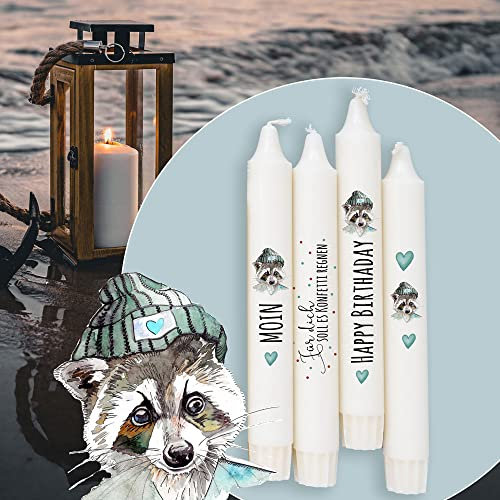 ilka parey wandtattoo-welt Kerzensticker Kerzentattoo Kerzentattoos Tattoofolie Geburtstag Happy Birthday Waschbär Bär für Kerzen oder Keramik A6 Bogen DIY Stickerbogen kst63