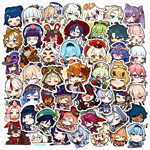 50 Stück Genshin Impact Aufkleber Pack Gmes Genshin Impact Sticker Set Wasserdichte Vinyl Sticker für Laptop Kinder Autos Motorrad Fahrrad Skateboard Gepäck Koffer Computer Aufkleber Graffiti Decal