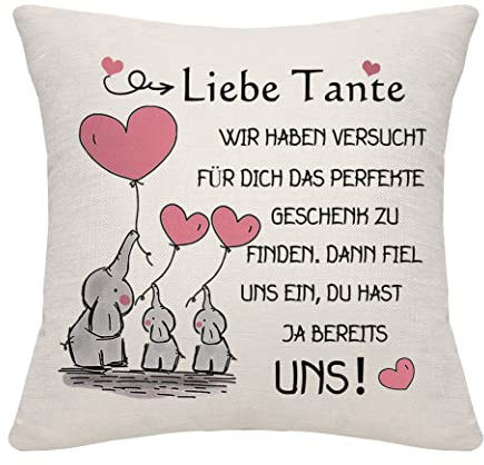 Bommex Geschenk für unsere Tante Kissenbezug für unsere Tante Geschenk für Tante von Nichte Neffe Tante Kissenbezug von Nichte Neffe Tante Geburtstagsgeschenk (Unsere Tante)