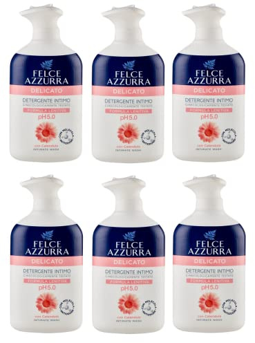 6x Paglieri Felce Azzurra Detergente Intimo Delicato Sanfter Intimreiniger Intimseife mit Ringelblume pH 5.0 Gynäkologisch Getestet 250ml