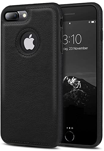 AIOVETEAB Hülle für iPhone 8 Plus und iPhone 7 Plus Premium PU Leder Anti-Kratzer Stoßfest Vollständige Schutzhülle Handyhüllen Case Cover Kompatibel mit iPhone 7 Plus / 8 Plus (Schwarz)