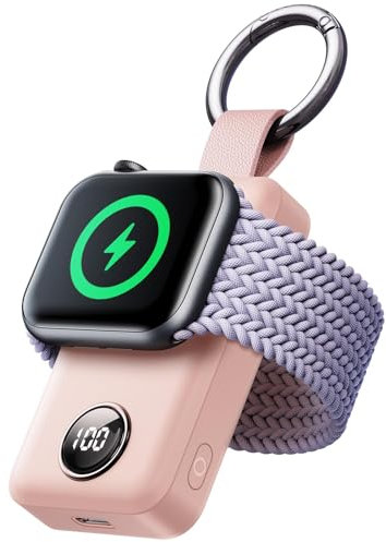 JOYROOM Cargador Apple Watch, 2000 mAh Cargador Inalámbrico Portátil para Apple Watch Series 9/8/7/6/5/SE/4/3/2/UItra 2/Ultra, Magnético (Rosa)