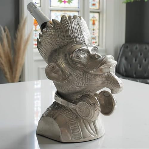 Brown and Ginger DJ Monkey Silver Aluminium Wine Bottle Holder
