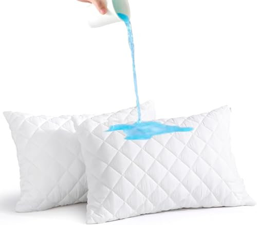 MH Traders Quilted Waterproof Pillow Protectors Pack of 2, Pillowcase are Breathable & Hypoallergenic White Bed Pillows Cover.(50 x 75 cm)