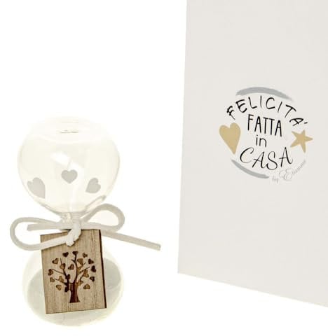 Nuovissima Clessidra Nuance Varie Misure E Colori con Bellissima Scatola Regalo e Tag in Legno Idea Regalo bomboniera bomboniere per Cerimonia (6pz Sabbia Bianca 8cm)