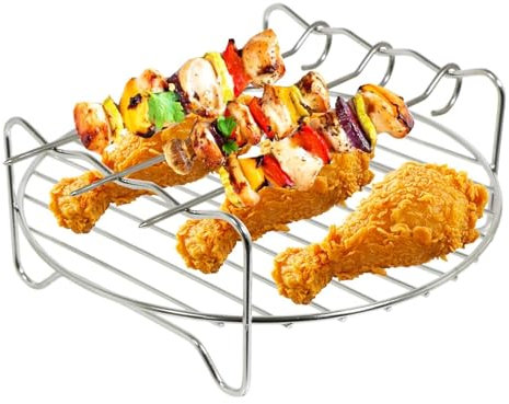 SPARES2GO 7 Round Shelf Rack Compatible with Daewoo Halogen Oven Cooker Mini + Skewers