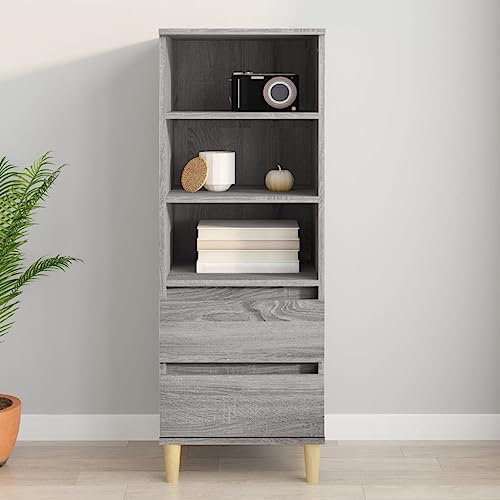 AUVYI Highboard Grau Sonoma 40x36x110 cm Holzwerkstoff Vorratsschrank Küche Kleiderschrank Organizer Wohnzimmerschrank Buffetschrank Fernsehschrank Allzweckschrank Bücherregal
