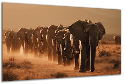 DARO Design - Wand-Bild auf 6mm HDF 84x56 cm Herde Elefanten - Wand-Deko Bilder Geschenk