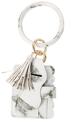 PACKOVE Porte-cartes Et Étui Lèvres Pu Avec Bracelet Et Porte-clés Pour Femmes Et Filles Pratique Pour Voyager Et Sorties Marbre