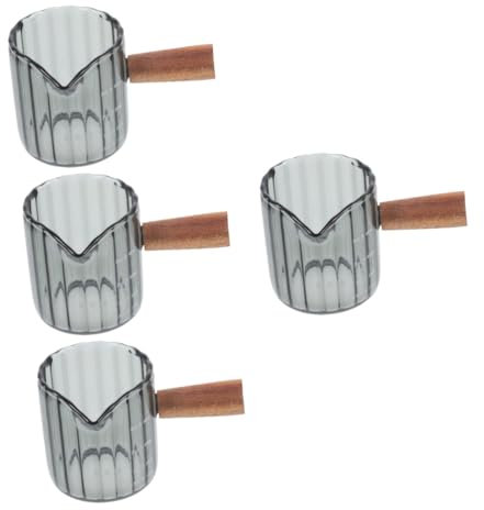 Cabilock Lot De 4 Tasses Doseuses À Expresso De 90 Ml Pichet En Verre Avec Bec Verseur Pour Crème À Café