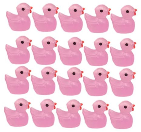 Dualoai 20 Stück kleine Enten-Ornamente aus Kunstharz, Enten zum Basteln, Feengarten, DIY-Bastelarbeiten, Entenfiguren, DIY-Dekorationszubehör, ROSA