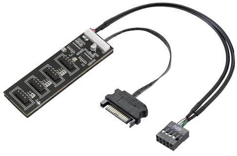 ROBMNE 9Pin USB Header Splitter with Power Cable, Internal USB Hub Extension USB 2.0 Splitter Connector for Motherboard Easy Install Easy to Use