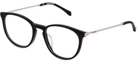 Zadig & Voltaire Brille mit Sehstärke in glänzendem Schwarz für Damen optional mit Sonnenbrillentönung oder Blaulichtfilter, Panto, gefertigt aus Celluloseacetat, Modell: VZV292 (inklusive Brillenetui)