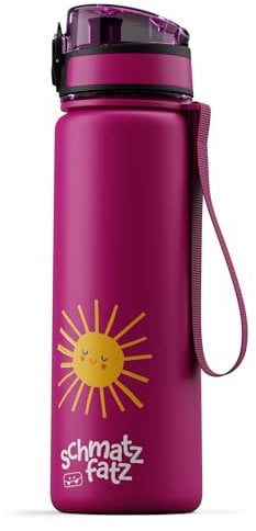 schmatzfatz Trinkflasche Kinder 500ml - Auslaufsicher, BPA-frei, 1-Klick-Verschluss, Tritan, Kinderfreundliches Design, Geeignet für Kohlensäurehaltige Getränke, Purple Sun
