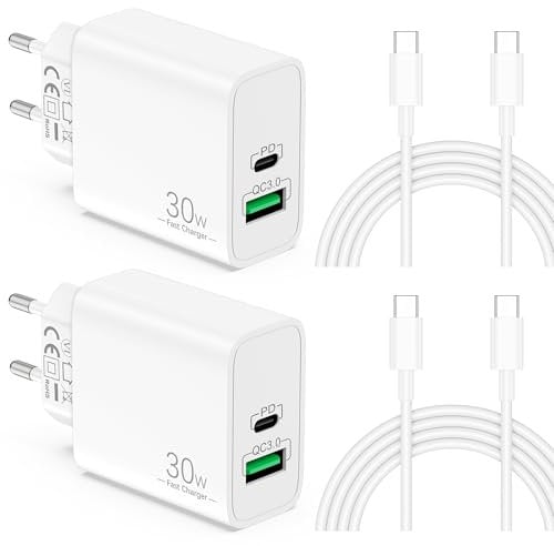 30W 2-Puerto Rapida Cargador para iPhone 16/16e/16 Pro MAX Plus, iPhone 15/15Pro MAX, iPad Pro Air, iPad 10/11 Generación, Original Accesorios USB C/A Cargador Carga con Tipo C 2M Cable 4-Pack