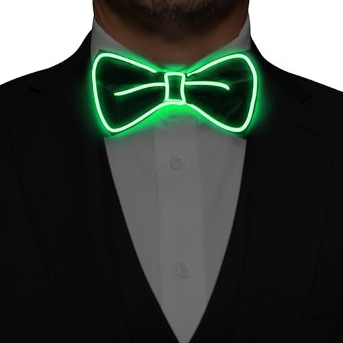 Mstnoixgc LED Fliege, Leuchtende Fliege, LED Fliege Herren, Blinkende Fliege, LED Party Accessoires, Geeignet für Musikfestivals, Halloween, Kostümpartys, Weihnachten, Barpartys (Grün)