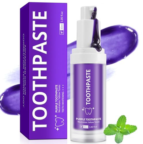 Lila Zahnpasta zur Zahnaufhellung, sofortige Zahnaufhellung, schonend zum Zahnschmelz, Zahnaufhellungsset, Zahnaufhellungs-Booster zum Entfernen von Zahnflecken, 30ml