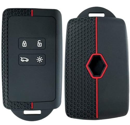 Coque Clé de Voiture Compatible avec Renault Clio, Megane, Koleos, Kadjar, Kangoo, Twingo, Talisman, Captur, Espace, Dacia Duster - Étui Carte en Silicone TPU 4 Boutons
