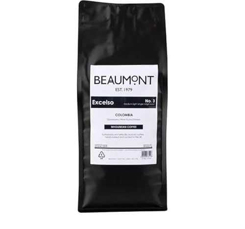Beaumont No.3 Excelso Grind Coffee Roasted Colombian Beans 1kg - Flavour Notes: Gooseberry, Wine Gums, Praline HS532
