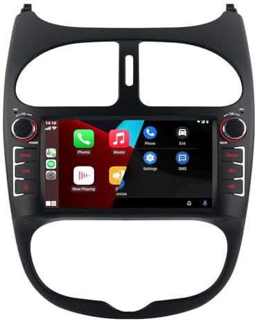 Autoradio Kompatibel mit Drahtlos Carplay/Android Auto für Peugeot 206 206cc Citroen C2 (2002-2010) mit IPS Touchscreen/Bluetooth/Mirror Link/FM/AM/USB