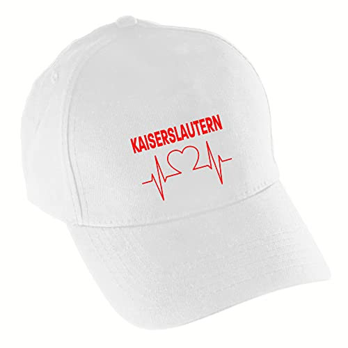 multifanshop® Baseballcap - Kaiserslautern - Herzschlag - Druck rot - Puls Liebe Mütze Fanartikel - Größe one Size weiß