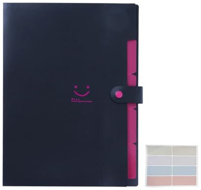 A4 Fächermappe Mit 5 Fächer, Postmappe Ordnungsmappe A4, Datei Organizer mit Etiketten, Document Organizer Für Zuhause, Büro, Schule (Black)