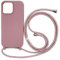 Ququcheng Coque Compatible avec iPhone 16 Pro(6.3),Collier pour Étui Colliers de cellulaire Corde Silicone avec Cordon Case TPU Bumper pour iPhone 16 Pro(6.3)-Rose Or