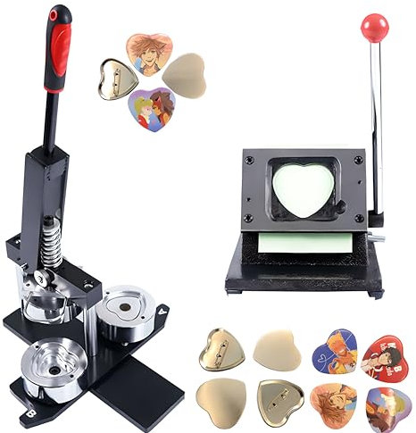 Button Maker Machine, Badge Punch Press Kit, 57 * 54mm, with Graphic Punch Die Cutter and 100pcs Components, Maker Machine Used for DIY Making of Shape Badges and Pins