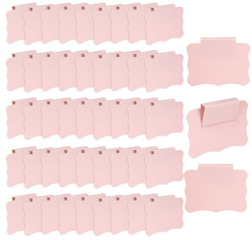 KEJJNYER Lot de 50 étiquettes de panier amovibles à clipser pour panier de rangement, tissu, boîte d'organisation, 8,9 x 6,3 cm - Rose