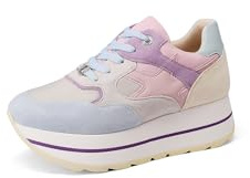 QUEEN HELENA Sneakers Platform Alte Scarpe da Ginnastica Casual Donna X32-32 (Blu e Rosa, Sistema Taglie Calzature EU, Adulto, Donna, Numero, Media, 36)