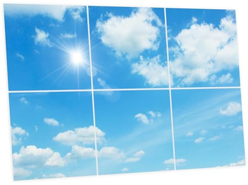 Générique Pack de 6 Dalles LED Imprimées 60x60 cm - Motif Ciel Lumineux - Lumière Blanc Neutre 4000K - Panneaux Lumineux Plafond Bureau Salon Cuisine - Faciles à Installer