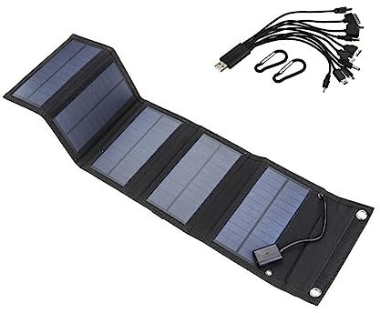 CAXUSD Solar Panel Charger Foldable Solar Portable Power Bank Pet Emergency Camping Use